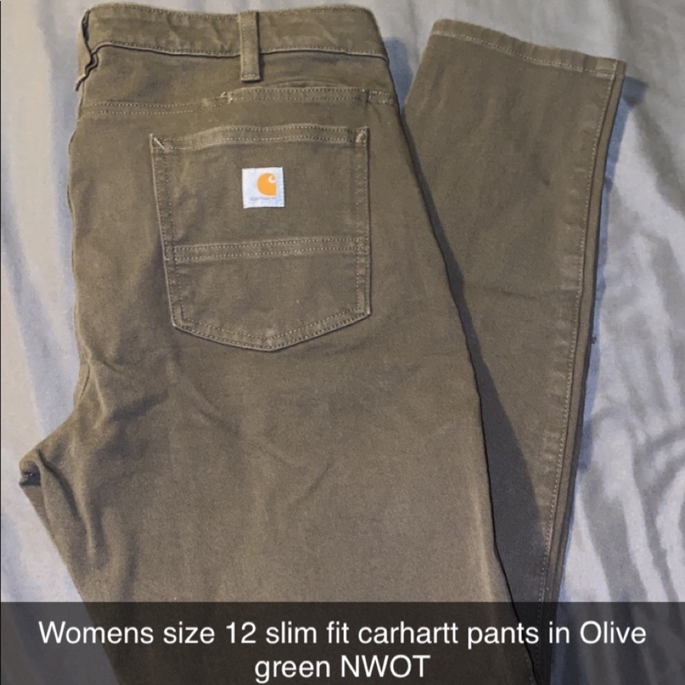 Womens Carhartt work pants olive green NWOT